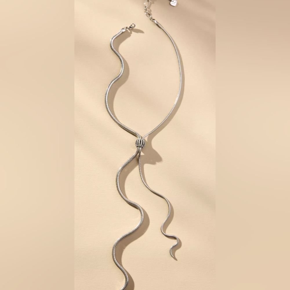 NWT Anthropologie | Gem Larist Silver Long NECKLACE